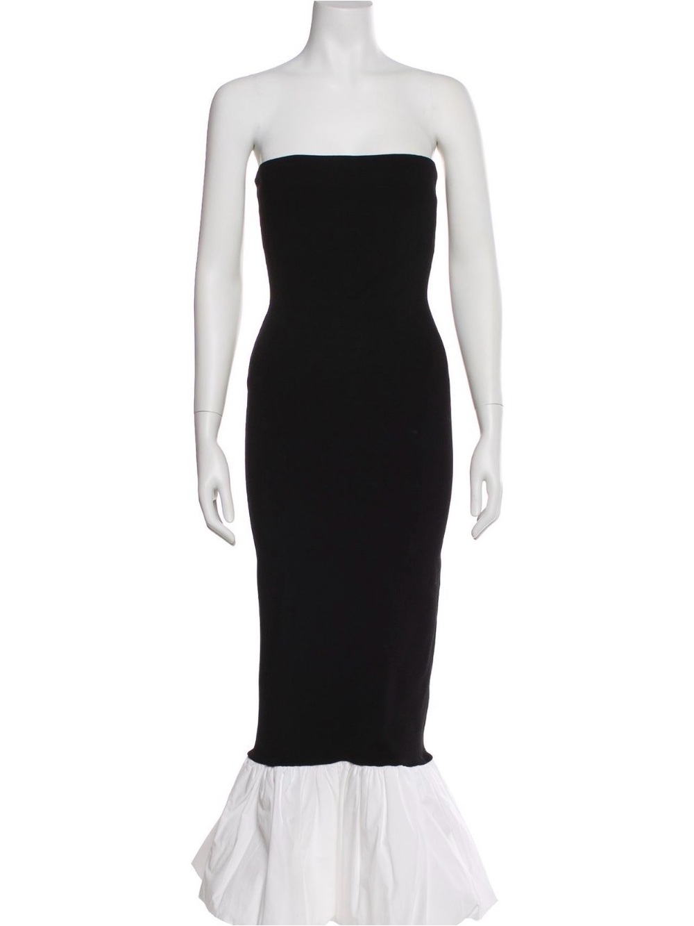 Ronny Kobo Strapless Black & White Mermaid Hem Dress